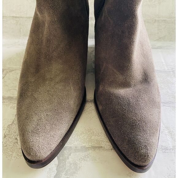 Vince Mavis Moleskine Grey Suede Wedge Bootie with Side Zip Closure Sz 8 - Picture 6 of 9